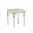 Picket House Furnishings Makeup Vanity Stool 19"H White Faux Leather+Acrylic Leg