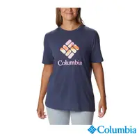 在飛比找PChome24h購物優惠-Columbia 哥倫比亞 女款-LOGO短袖上衣-深藍 U