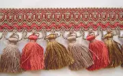 3.75" Tassel Fringe Salmon Red Dark Curry Dark Tan Match Gimp Bullion Fringe
