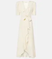 [Alessandra Rich] Alessandra Rich Polka dot silk wrap dress AU 6 neutrals