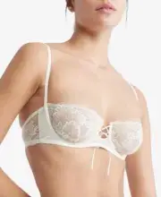 Calvin Klein Women's Sz 34B Bridal Lace Unlined Underwire Balconette Bra QF7161