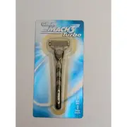 Gillette Mach3 Turbo Mens Razor With 1 Blade Cartridge New Old Stock In Pkg