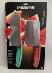 Farberware 2-Piece Knife Set Precise Slice 7” Slice Dice/5” Flexi Cleaver NEW