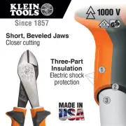 KLEIN TOOLS Diagonal Cutting Pliers 1000v Insulated 200028EINS