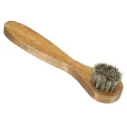 Horsehair Shoes Brush with Handle Leather Boots Polish Daubers, Brown