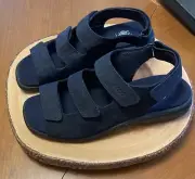 ECCO Delight Sandals 3 Strap Slingback Navy Leather Hook Loop Open Toe 4o 8