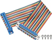 uxcell IDC Rainbow Wire Flat Ribbon Cable DB37 Female to DB37 Female 8 Inch Length 2.54mm Pitch Breadboard Jumper Wires for Electronic Projects