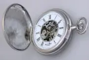 Analog Regent P-700 Skeleton Pocket Watch + Chain - Hand Wound