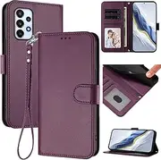 Flip Cover Compatible with Samsung Galaxy A23,Compatible with Samsung Galaxy F23 / M23 / M13 4G 【Strap Lanyard】【Card Slot Wallet】【Phone Case】【Magnetic Clasp】 Stand Violet