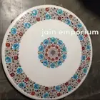 36'' white antique Marble Center corner side Table Top Inlay pietra dura work