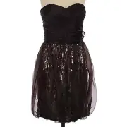 AIDAN MATTOX Espresso Brown Printed Sequin Dress