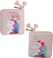 [CTIRCHIU] 1Pc PU Zipper Wallet Cartoon Unicorn Design for Small Pink Zipper Purse Lightweight and Durable for Daily Use Present for Students and Teens