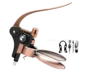 Wine Bottle Opener Corkscrew-Wine Opener Kit Corkscrew Set - Bronze Rabbit Head Silver Round Head Wine Stopper