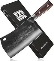 ENOKING Cleaver Knife, 7.5 Inch Hand Forged Meat Cleaver Heavy Duty Bone Chopper German High Carbon Stainless Steel Butcher Knife with Full Tang Handle for Home Kitchen and Restaurant, Ultra Sharp