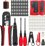CAT5 Crimper Tool Kit for RJ45/RJ11/RJ12/CAT6/Cat5e, Professional Network Crimp