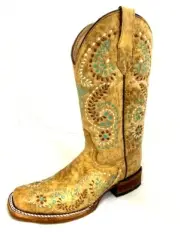 GOLD EMBROIDERY SQUARE TOE BOOT BY CIRCLE G L5512