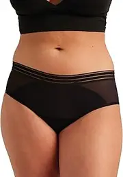 [saalt] Mesh Hipster Period Underwear – Mid-Rise Leak Proof Underwear for Women – Soft Breathable Fabric – Reusable & Machine Washable - Heavy Absorbency - Volcanic Black - Large, Volcanic Black - Heavy