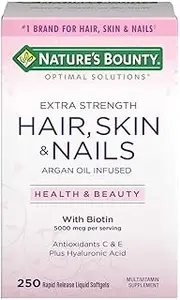 Nature's Bounty Hair Skin and Nails 5000 mcg of Biotin - 250 Coated Tablets Regular & Extra Strength (Extra Strength, Two Bottles each of 250 Softgels)