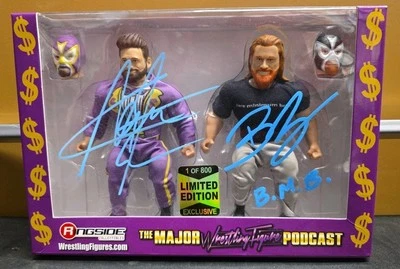 SIGNED MAJOR WRESTLING FIGURE PODCAST (RINGSIDE 1 OF 800) CARDONA & MYERS/ NIB