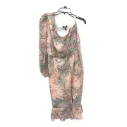 NWT Sz 8 Aidan Mattox 1 Shoulder Dress. Pastel Pink,Green,Purple. Split Hem.