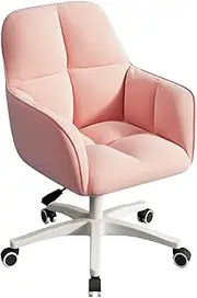 SJIALEN Velvet Home Office Chair, Height Adjustable Bedroom Swivel Desk Chair Comfortable Upholstered Ergonomic Computer Armchair Desk Chairs(Pink)