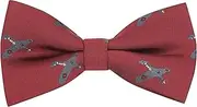 [King & Priory] Burgundy Red Embroidered Hurricane Fighter Plane Bow Tie, Burgundy, One Size