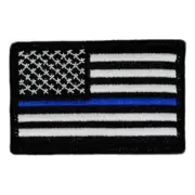 VELCRO® BRAND Fastener Morale HOOKUSA US Flag Forward Thin Blue Line Patch 3x2"