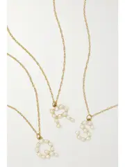 [STONE AND STRAND] STONE AND STRAND - Initial 10-karat Gold Pearl Necklace - O O Gold