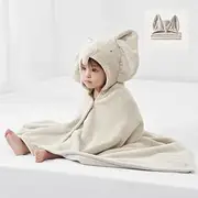 Baby Towels with Hood Ultra Soft,Large Hooded Bath Towels for Babies, Unique Animal Design Baby Bath Towel for Boy and Girl,80x 120cm ﻿ (Beige)
