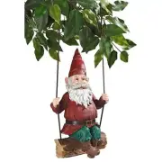 Swinging Gnome Garden Tree Outdoor Sculpture Woodland