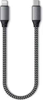 Satechi USB-C to Lightning Charging Cable [MFi Certified] – 25 cm – for iPhone 16 Pro Max/16 Pro/16/16 Plus, iPhone 15 Pro Max/15 Pro/15/15 Plus, iPhone 14 Pro/14/14 Plus, iPhone 13/12 Series