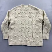 American Eagle Sweater Women Small Ivory Pullover Open Knit Wool Blend Oversized