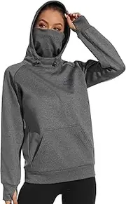 [Bassdash] Women’s Fleece Fishing Hoodie with Neck Gaiter Water Resistant Performance Hiking Sweatshirt Pullover