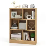 Giantex 7-Cube Bookshelf 3-Tier Storage Organizer w/2 Anti-Tipping Kits Display Shelf Natural