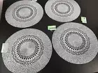 SILVER Vinyl Cut Out Placemats 4 Round Flower 16" Glam Christmas Party Dining