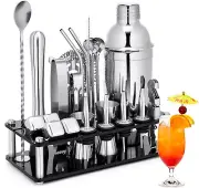 23-PC Stainless Steel Cocktail Shaker Kit - Beginner Bartender Tools w/ Recipes