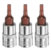 3pcs H3 Hex Bit Socket 1/4" Square Drive Metric Extension Impact Bit, Red