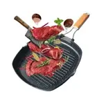 Hand Forging Cast Iron Pan Foldable Steak Frying Pan Outdoor BBQ