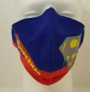 Homemade Face Mask Red and Blue with Vinyl Superman Logo New Large One of a Kind