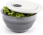 International Prepworks 4 Quart Space Saving Folding Collapsible Salad Spinner,