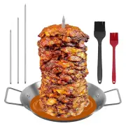 Stainless Steel Vertical Skewer Spikes Set Barbecue Spit Skewer Grill BBQ Pan AU