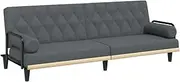 vidaXL Modern Adjustable Sofa Bed with Armrests and Pillows, Dark Grey Fabric Couch Bed with Plywood Frame