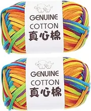 [LOLIPPYY] 2pcs Rainbow Color Worsted Weight Yarn for Crocheting and Knitting DIY Projects Soft and Durable Material for Scarves Hats Blankets and Accessories