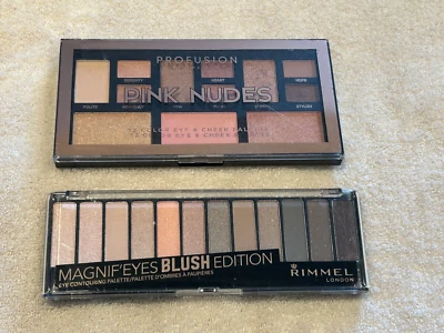 RIMMEL MAGNIFEYES & PROFUSION EYESHADOW PALETTES. PINK NUDES. BLUSH