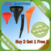3x Fuel Funnels Set Plastic Long Neck Oil Funnels with Detachable Filter PA