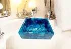 Blue Agate Stone Wash Basin Handmade Art Vessel Kitchen Countertop Sink Decors