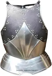 Meer_Handicraft Medieval Knight Leather Gothic Breastplate – Cuirass Armor for Halloween Costume, LARP & Cosplay, Selver