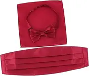 [ROMISBABA] Men's Tuxedo Bow Tie Set Pre-tied Bowtie Pocket Square Holder British Style Cummerbund for Wedding Party