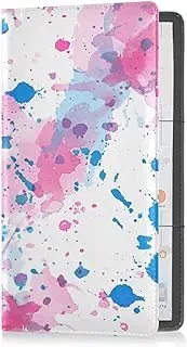 Yoogain Pastel Blue and White Watercolor Splashes Pu Leather Car Registration and Insurance Card Holder Glove Box Organize Essential Car Wallet Case for Documents, Cards, License