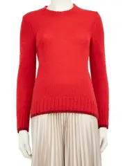 Red Wool Long Sleeve Knit Jumper